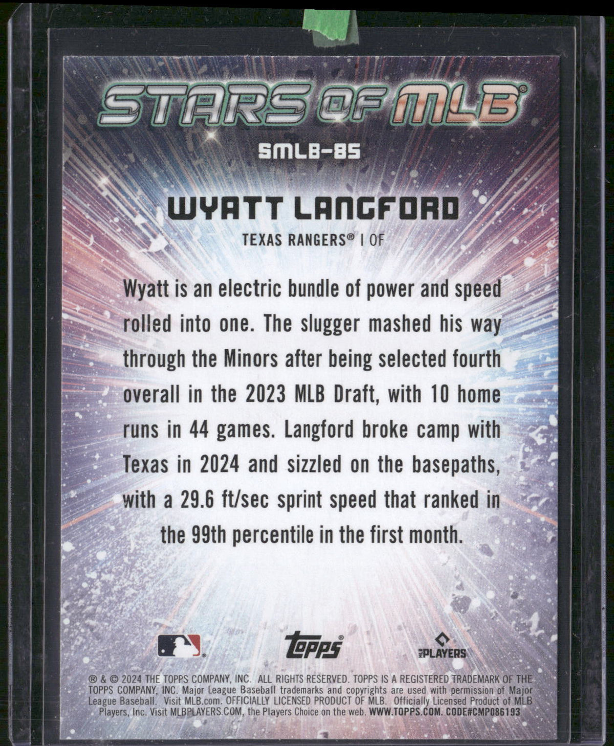 2024 Topps Update #SMLB-85 Wyatt Langford Stars of MLB