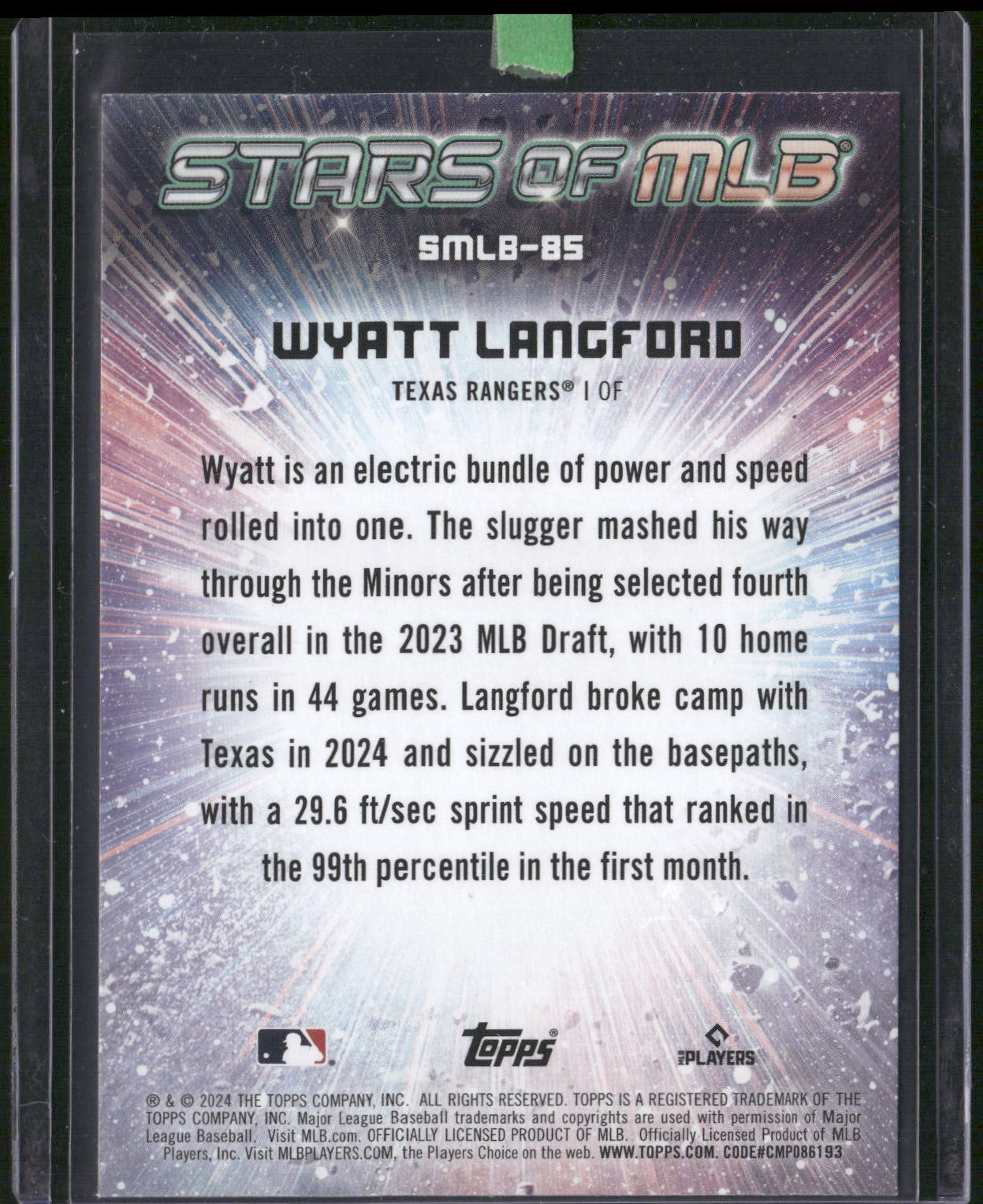 2024 Topps Update #SMLB-85 Wyatt Langford Stars of MLB