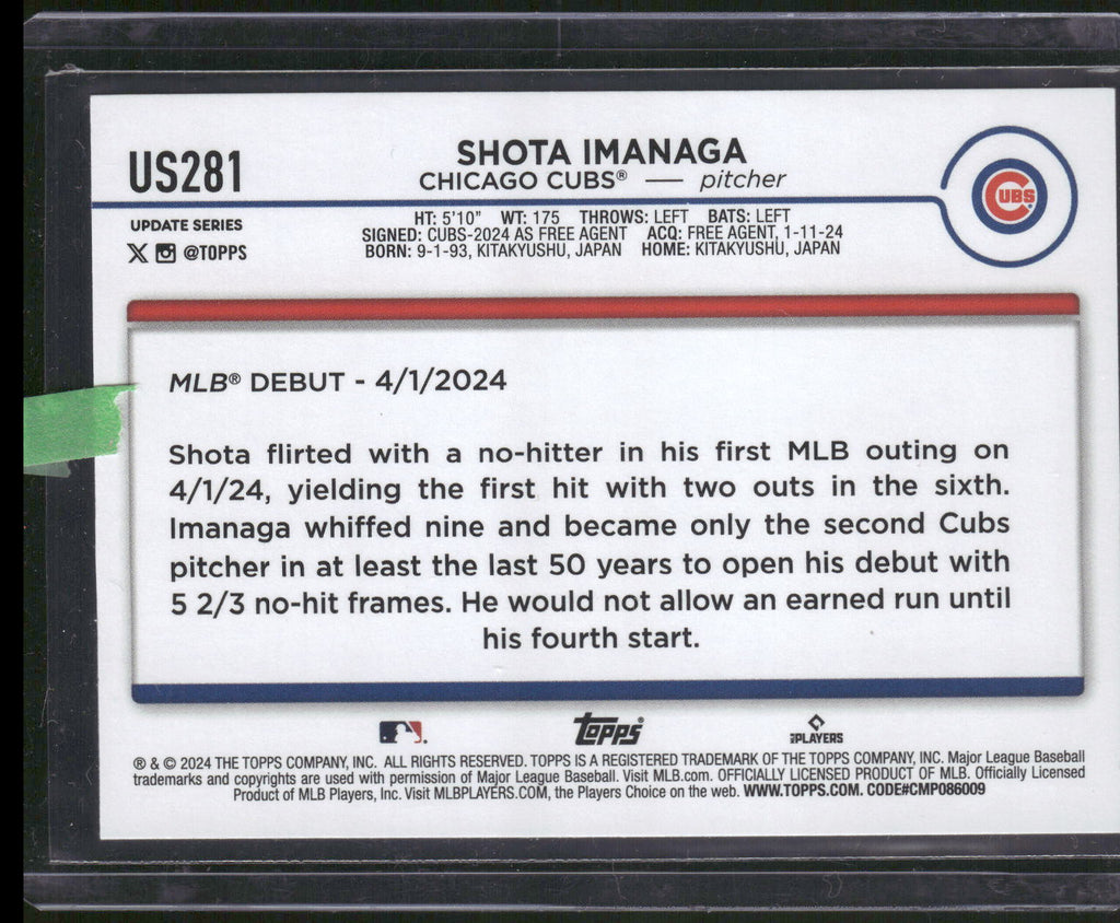 2024 Topps Update #US281 Shota Imanaga