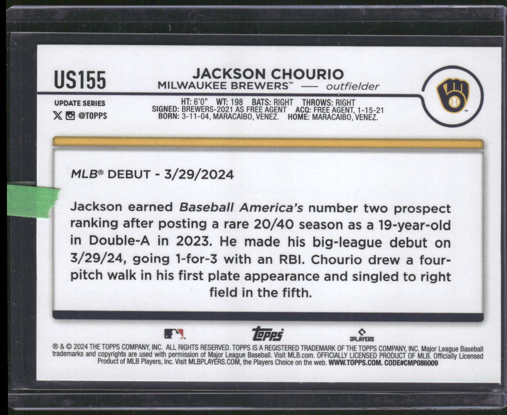 2024 Topps Update #US155 Jackson Chourio