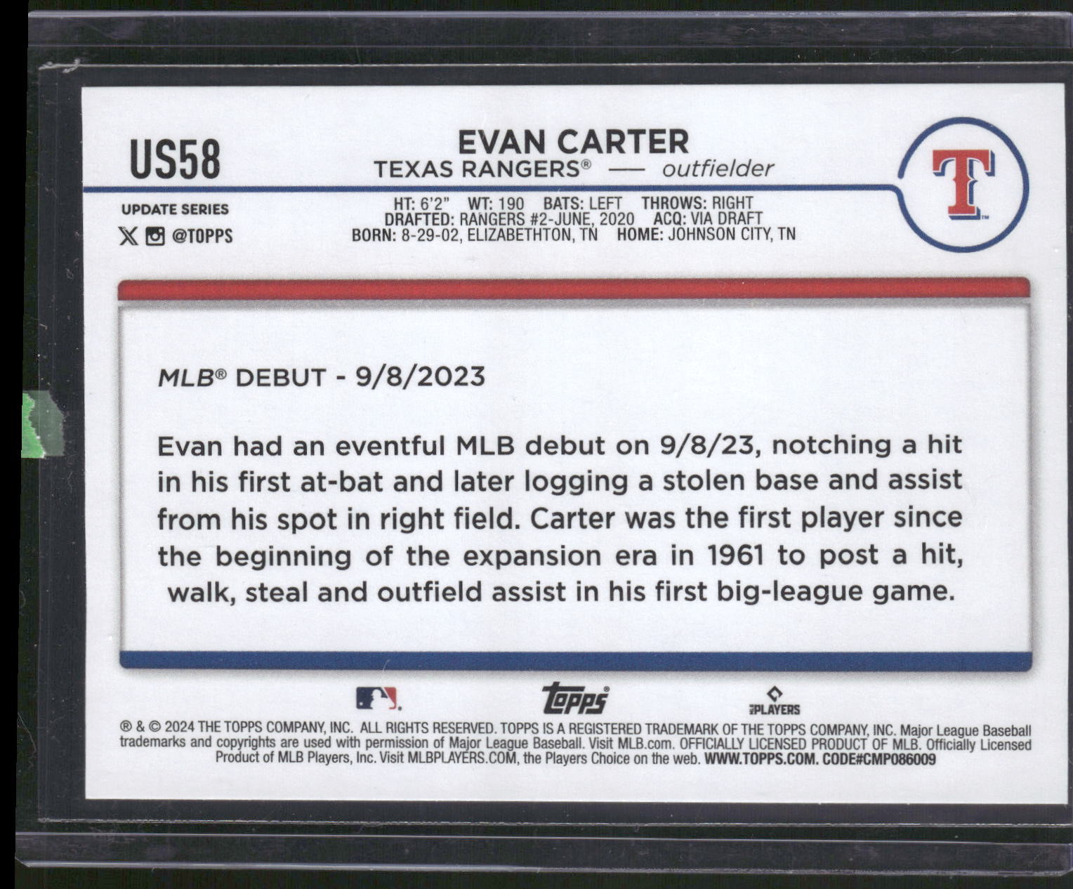 2024 Topps Update #US58 Evan Carter