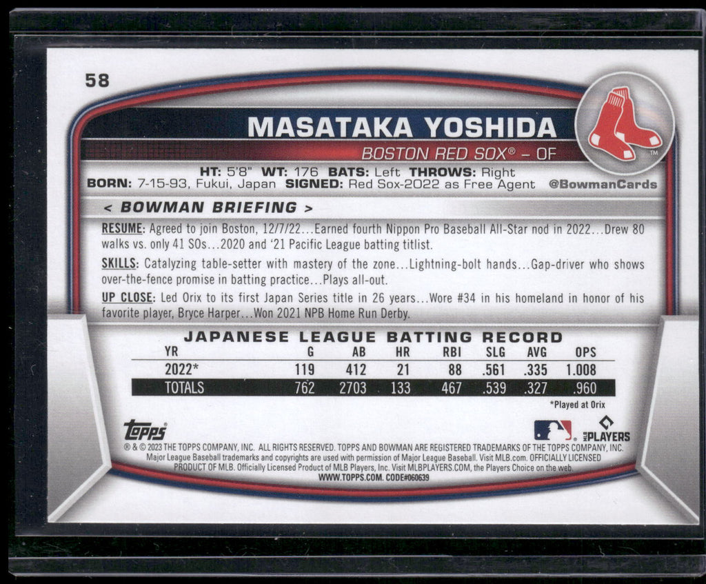 2023 Bowman #58 Masataka Yoshida