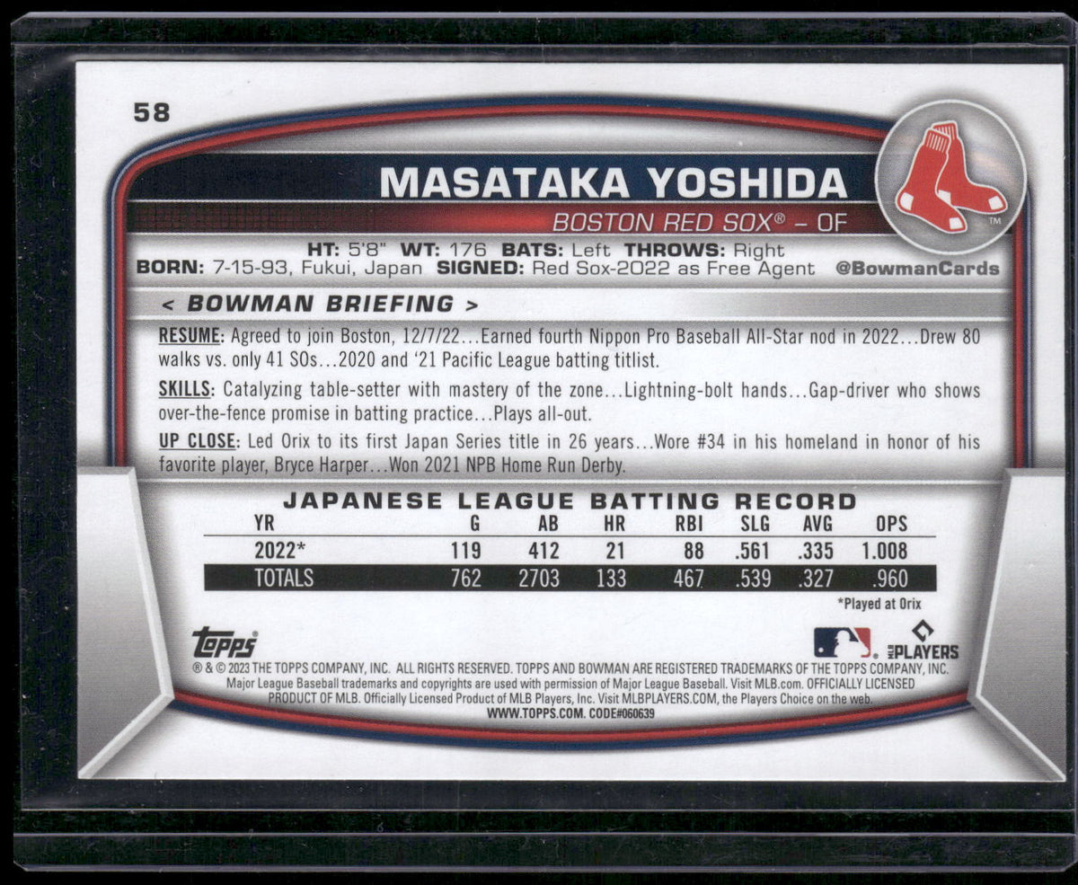 2023 Bowman #58 Masataka Yoshida