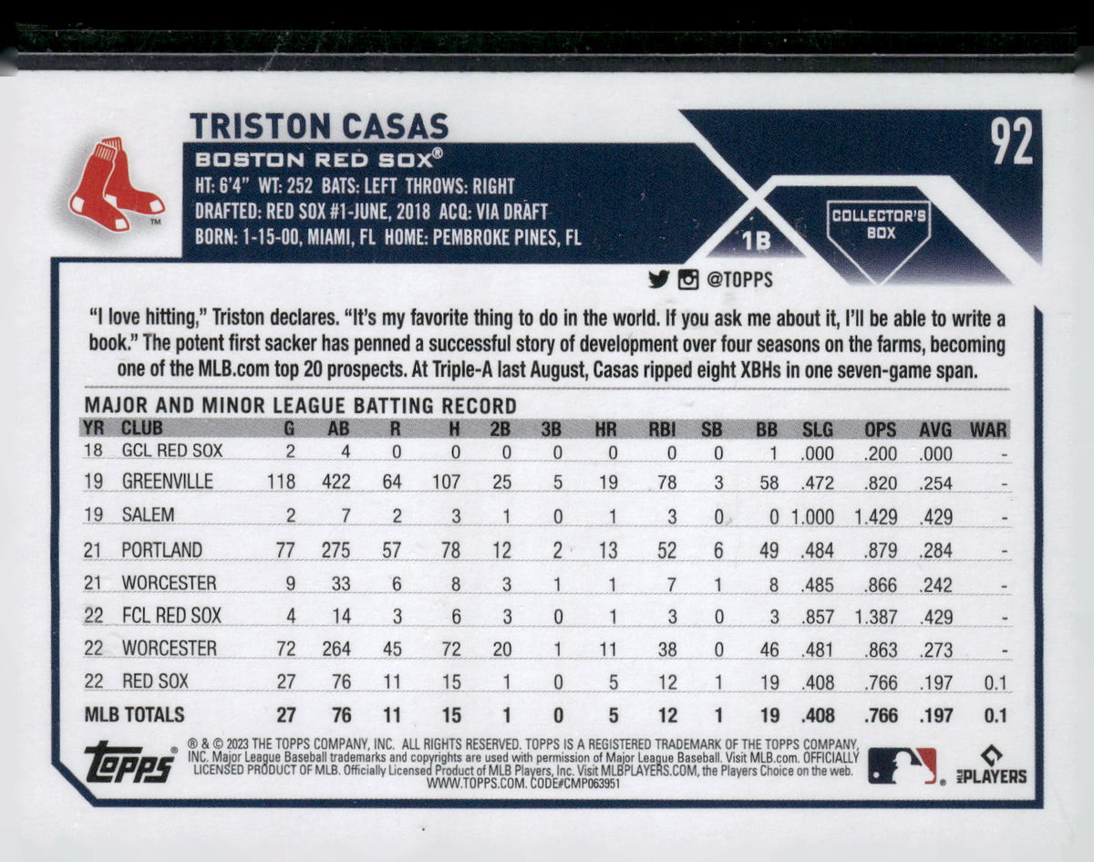 2023 Topps Chrome #174 Triston Casas Refractor