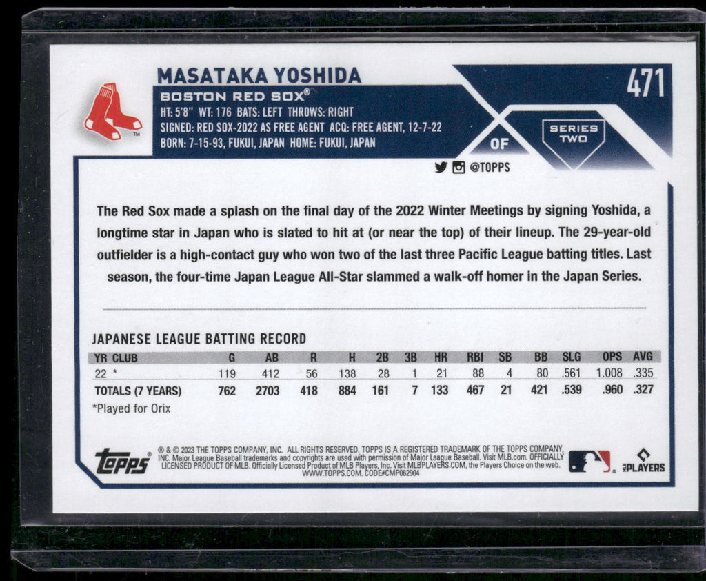2023 Topps #471 Masataka Yoshida
