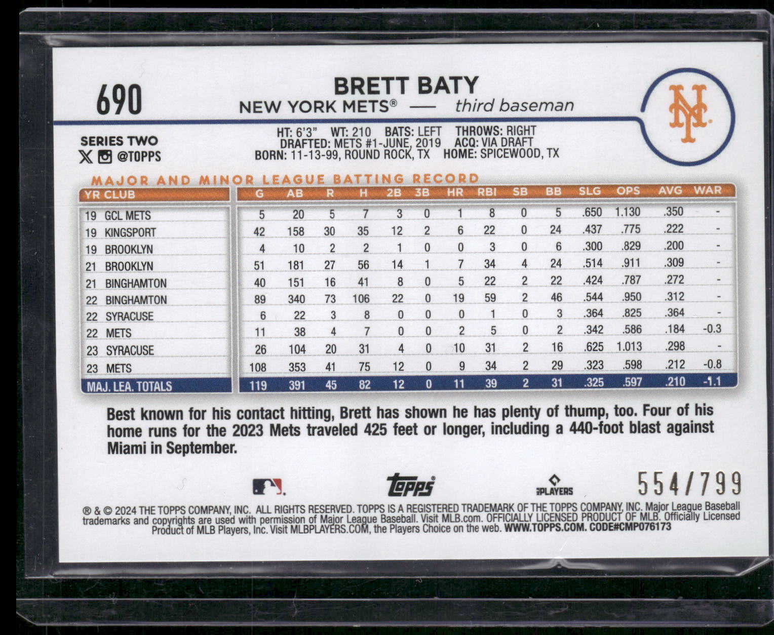 2024 Topps Chrome #17 Brett Baty Refractors