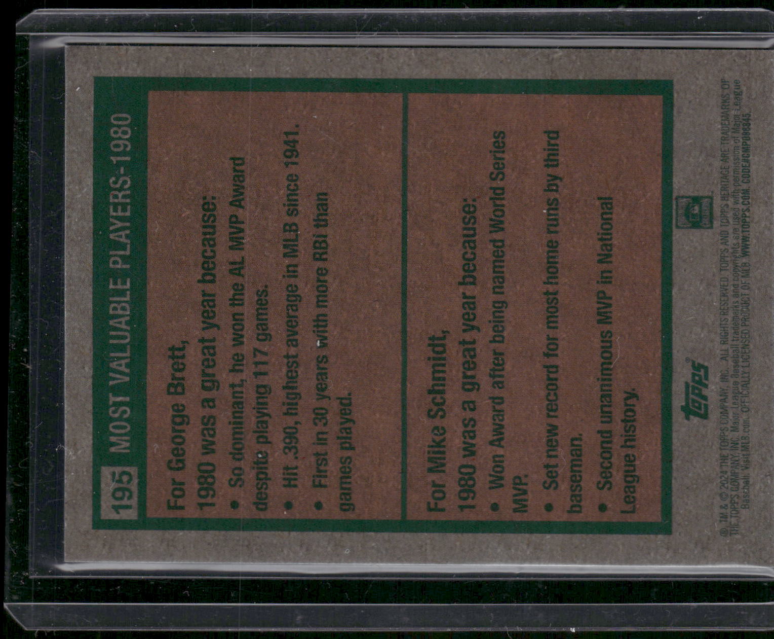 2024 Topps Heritage #195 1980 MVPs Brett Schmidt Chrome Silver Refractor /25