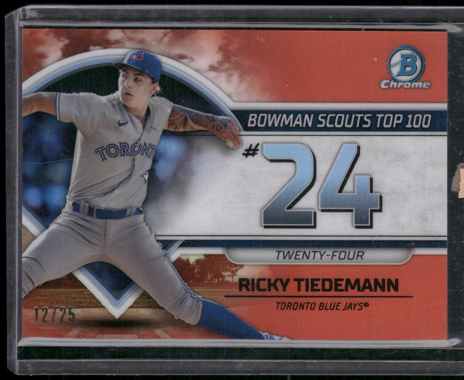 2023 Bowman #BTP-4 Marcelo Mayer Bowman Scouts Top 100 Orange Refractors #/25