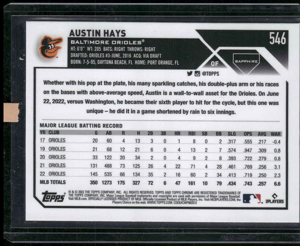 2023 Topps Chrome Sapphire Edition #546 Austin Hays