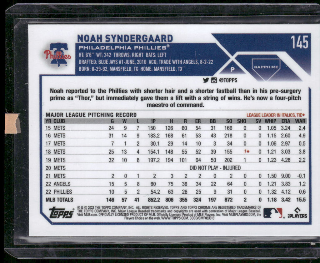 2023 Topps Chrome Sapphire Edition #145 Noah Syndergaard