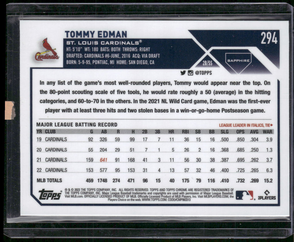 2023 Topps Chrome Sapphire Edition #294 Tommy Edman