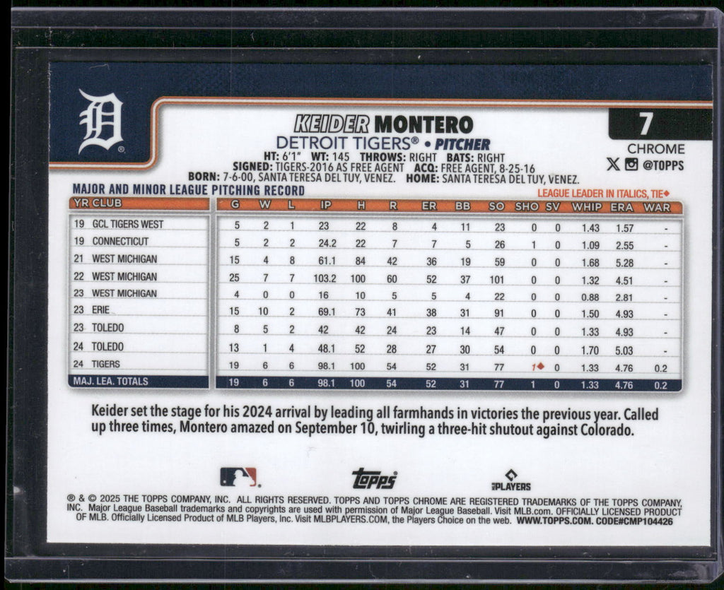 2025 Topps Chrome Sapphire Edition #7 Keider Montero