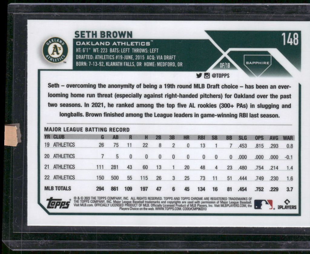 2023 Topps Chrome Sapphire Edition #148 Seth Brown