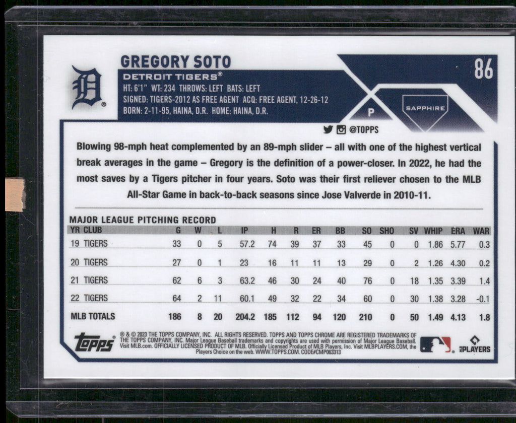 2023 Topps Chrome Sapphire Edition #86 Gregory Soto