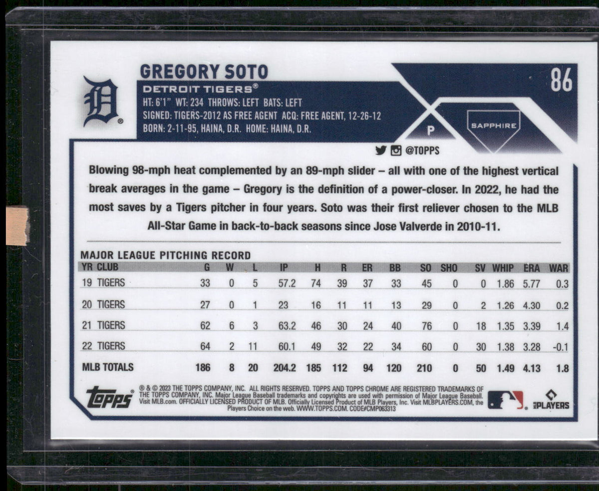 2023 Topps Chrome Sapphire Edition #86 Gregory Soto