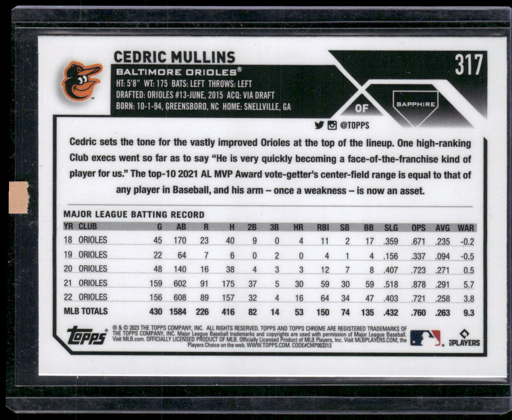 2023 Topps Chrome Sapphire Edition #317 Cedric Mullins