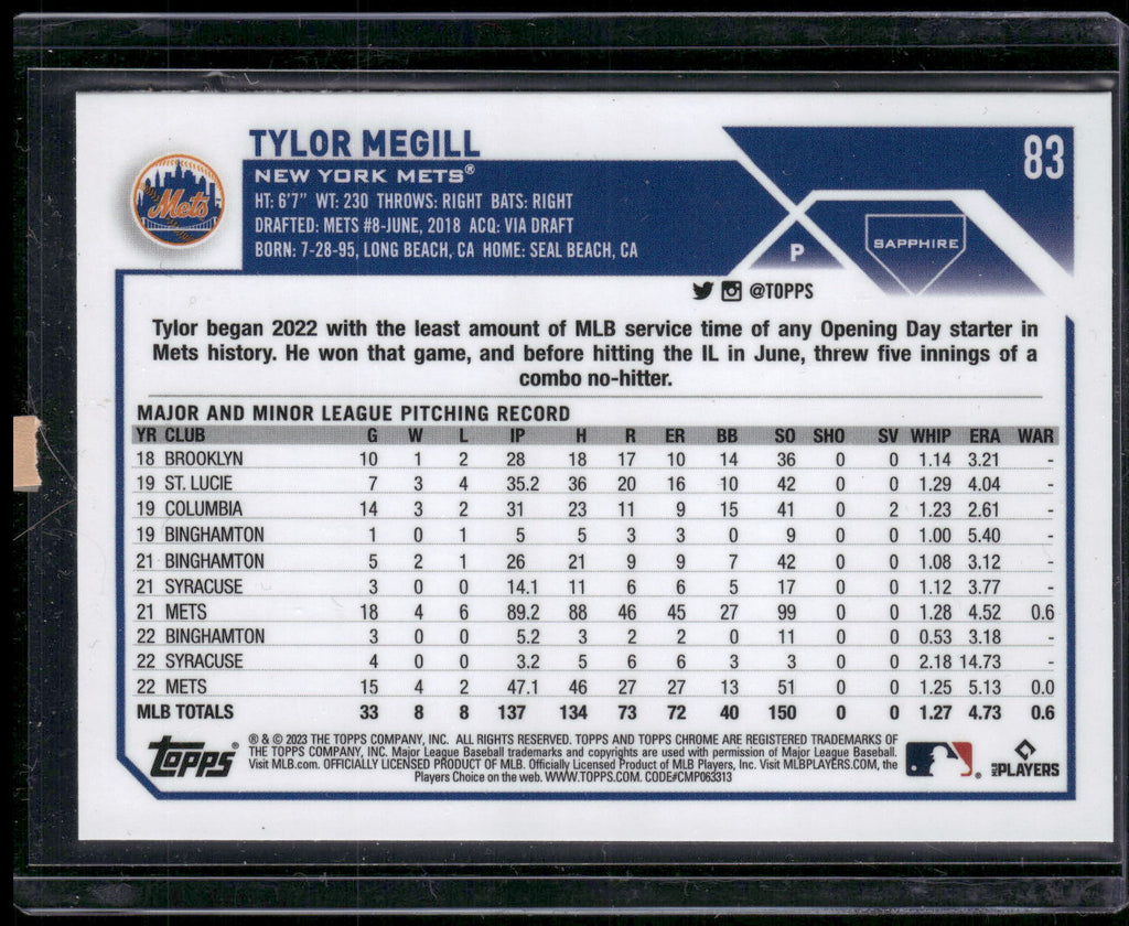 2023 Topps Chrome Sapphire Edition #83 Tylor Megill