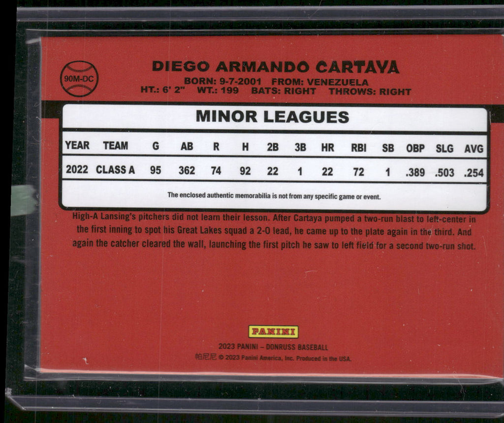 2023 Donruss #90M-DC Diego Cartaya Retro 1990 Materials