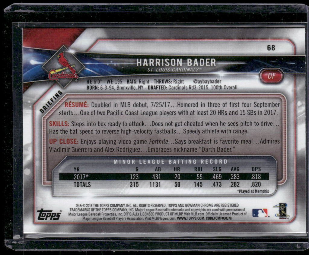 2018 Bowman Chrome #68 Harrison Bader