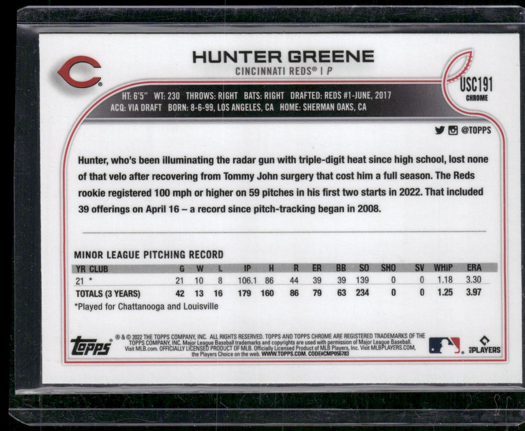 2022 Topps Chrome Update #USC191 Hunter Greene