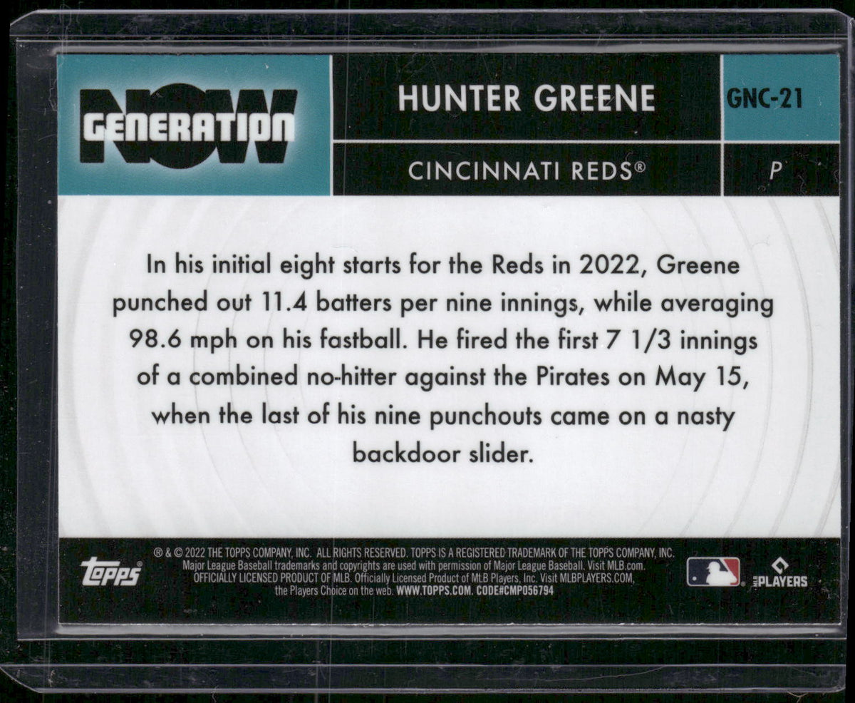 2022 Topps Chrome Update #GNC-21 Hunter Greene Generation Now Chrome