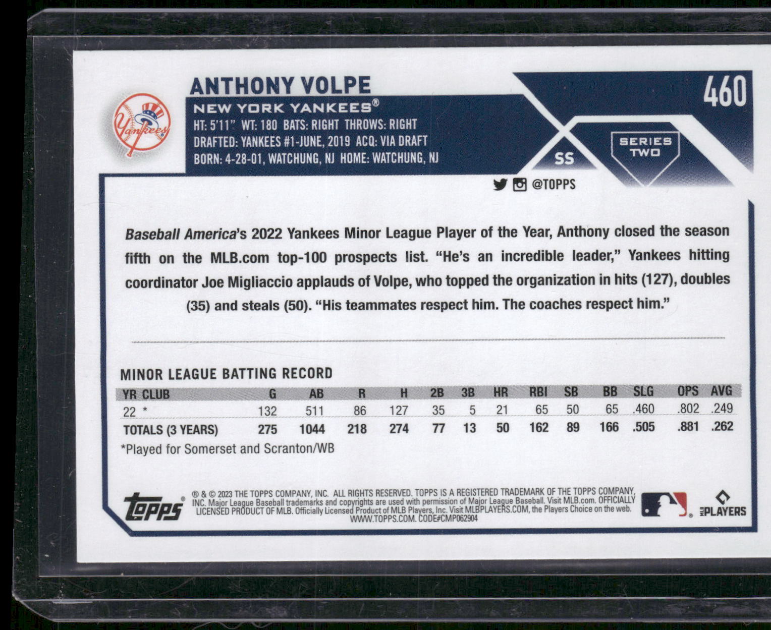 2023 Topps #460 Anthony Volpe
