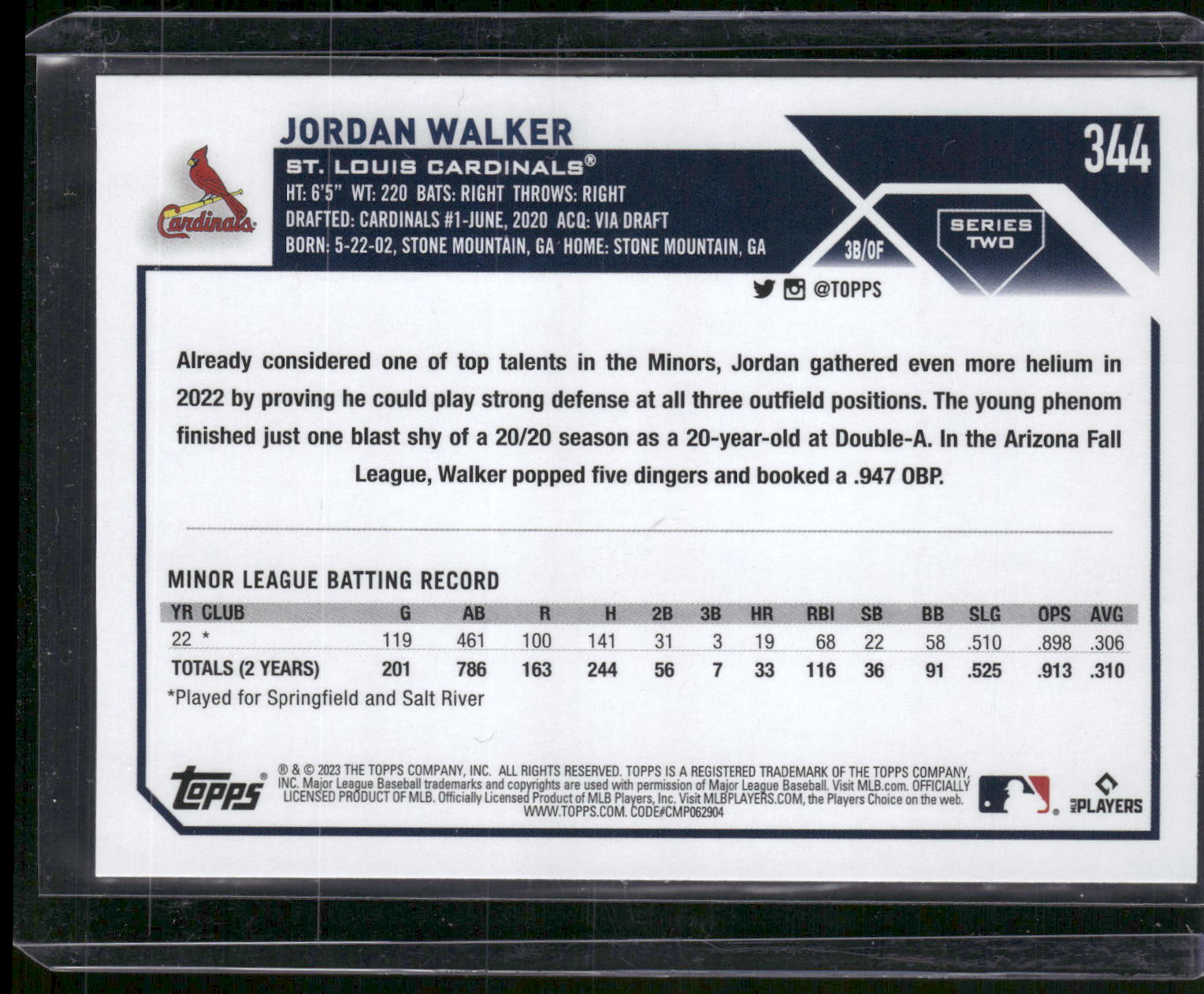 2023 Topps #344 Jordan Walker
