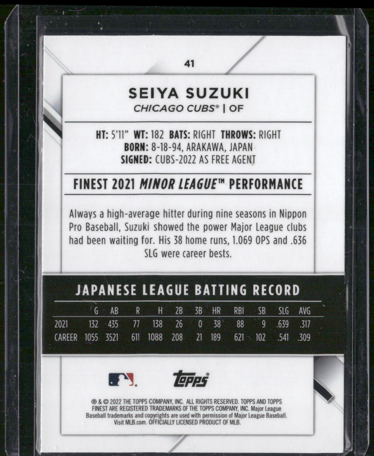 2022 Finest #41 Seiya Suzuki