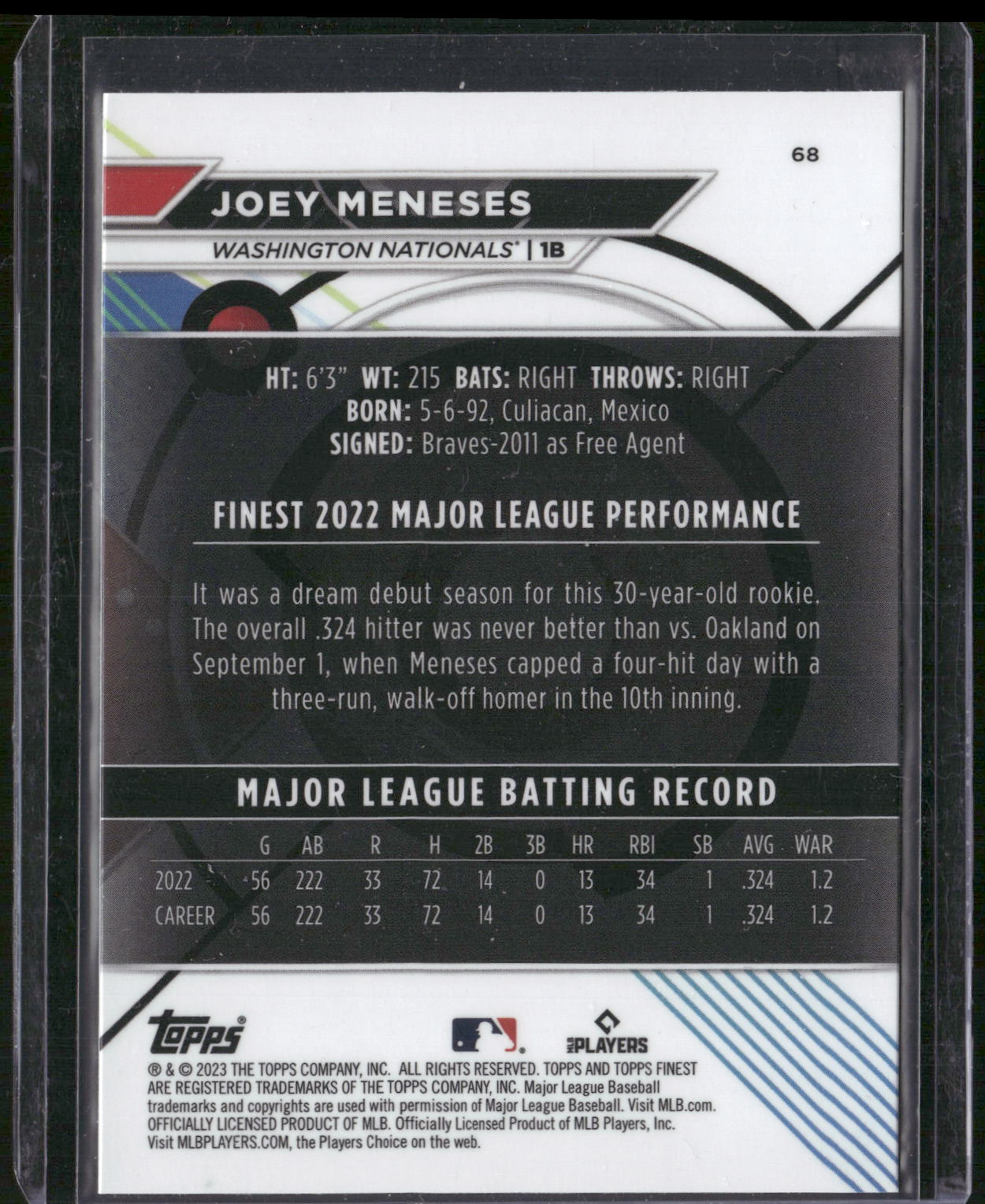2023 Finest #68 Joey Meneses