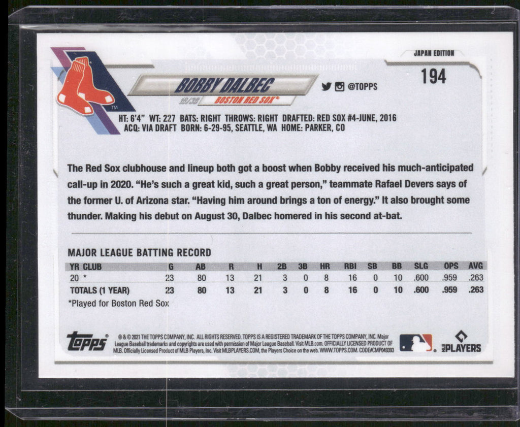 2021 Topps Japan Edition #194 Bobby Dalbec
