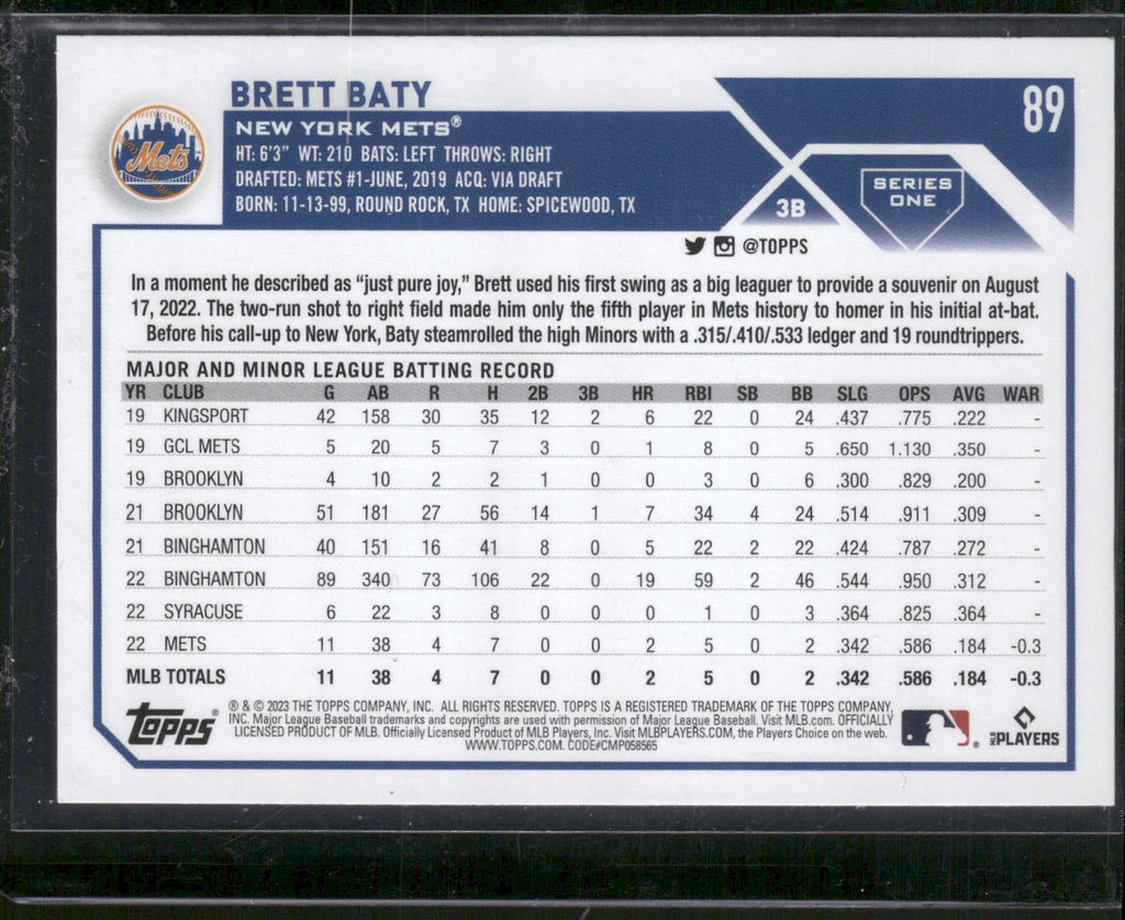 2023 Topps #89 Brett Baty