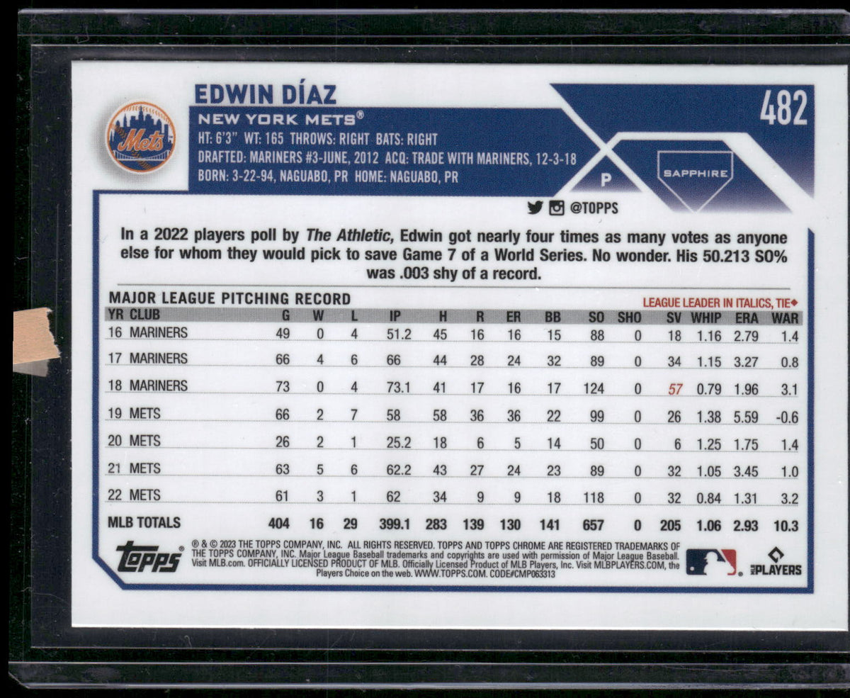 2023 Topps Chrome Sapphire Edition #482 Edwin Díaz