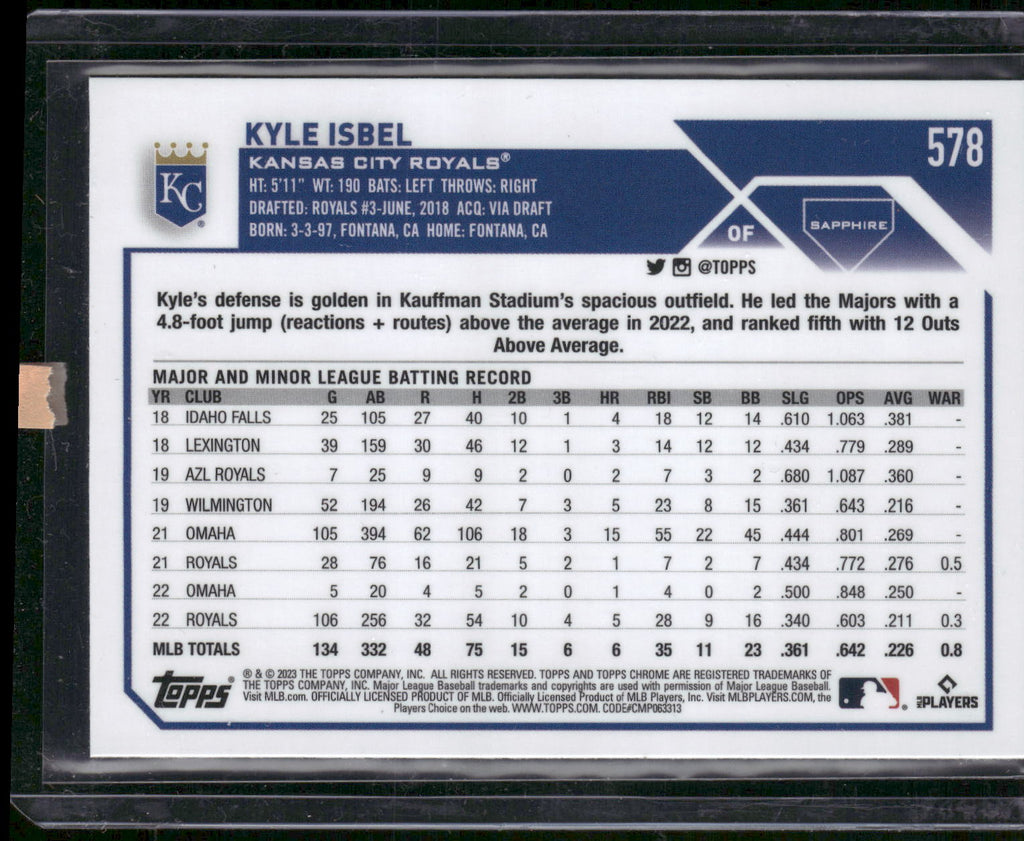 2023 Topps Chrome Sapphire Edition #578 Kyle Isbel