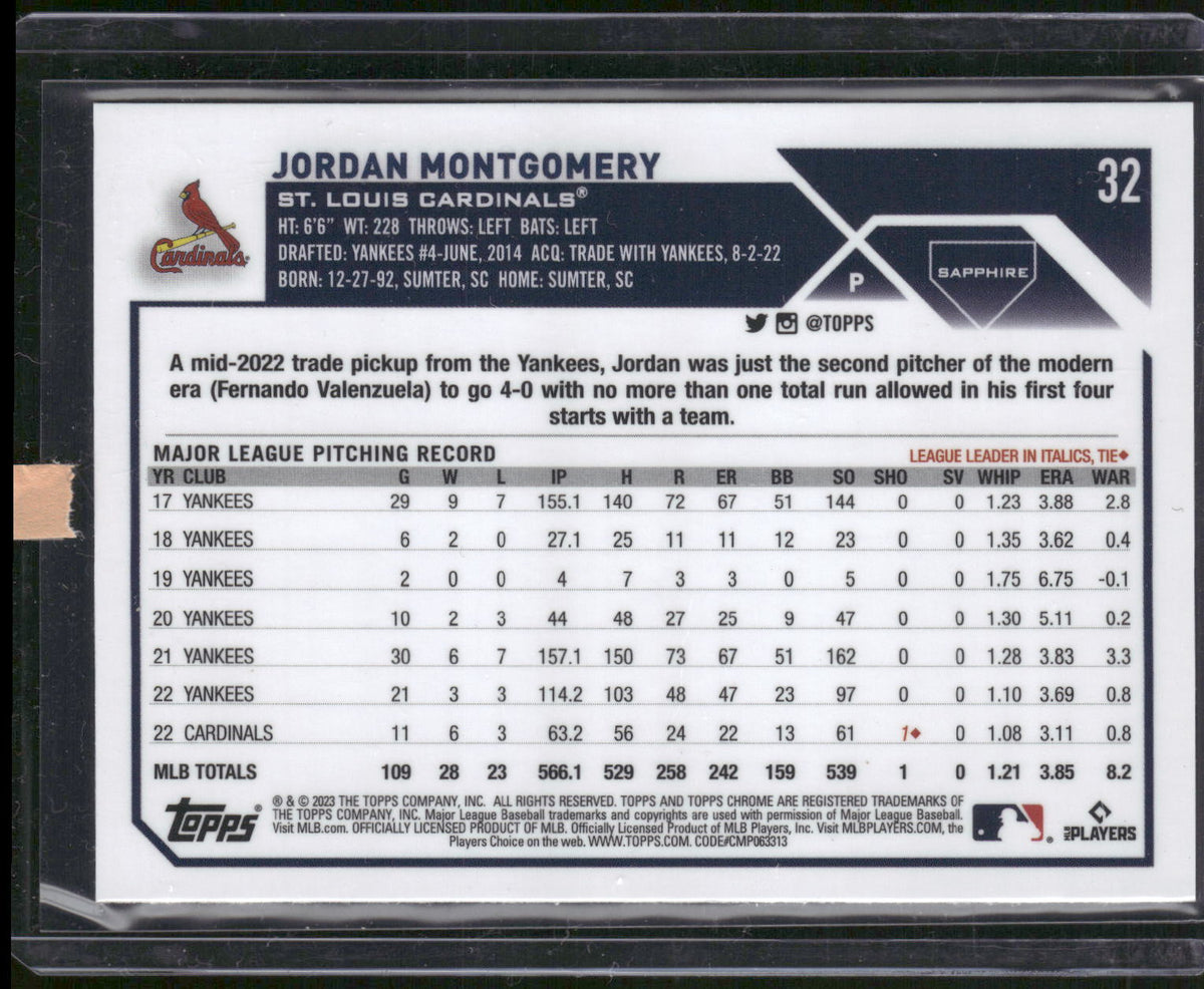 2023 Topps Chrome Sapphire Edition #32 Jordan Montgomery