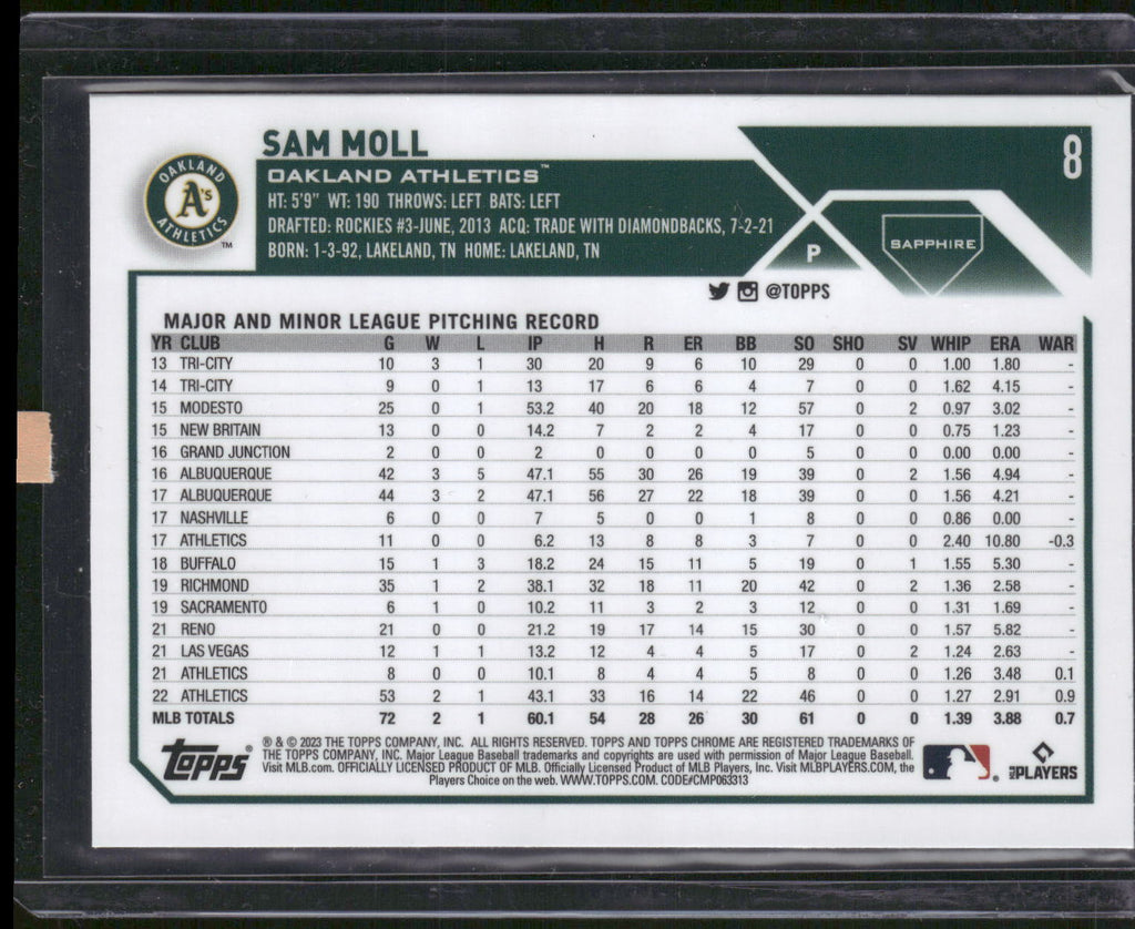 2023 Topps Chrome Sapphire Edition #8 Sam Moll