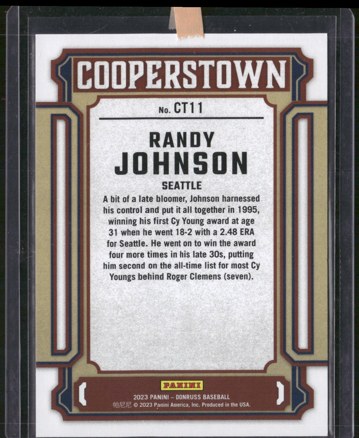 2023 Donruss #CT11 Randy Johnson Cooperstown Blue #/249