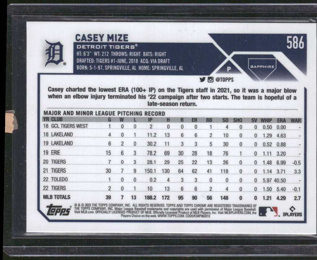 2023 Topps Chrome Sapphire Edition #586 Casey Mize