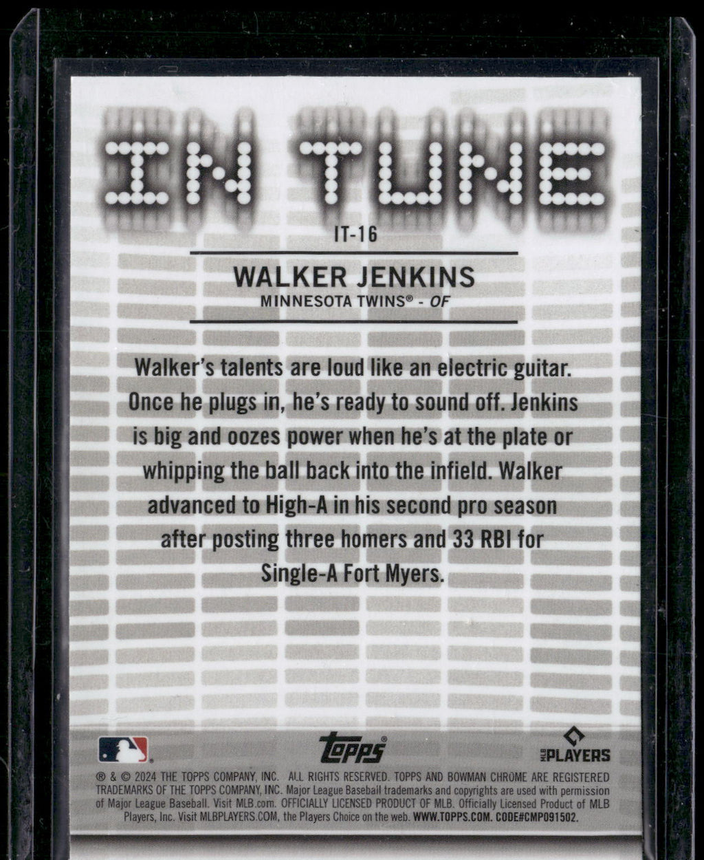 2024 Bowman Draft #IT-16 Walker Jenkins In Tune