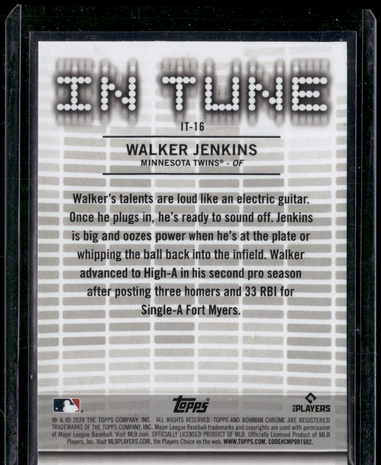 2024 Bowman Draft #IT-16 Walker Jenkins In Tune
