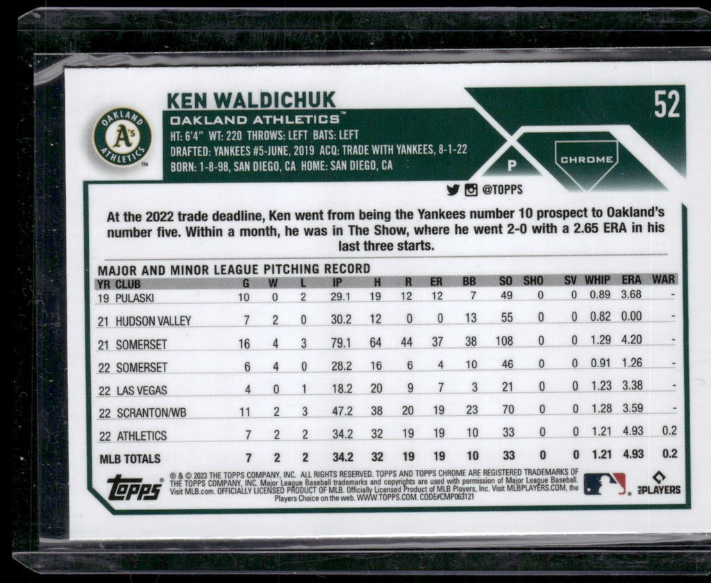 2023 Topps Chrome #52 Ken Waldichuk Sepia Refractors