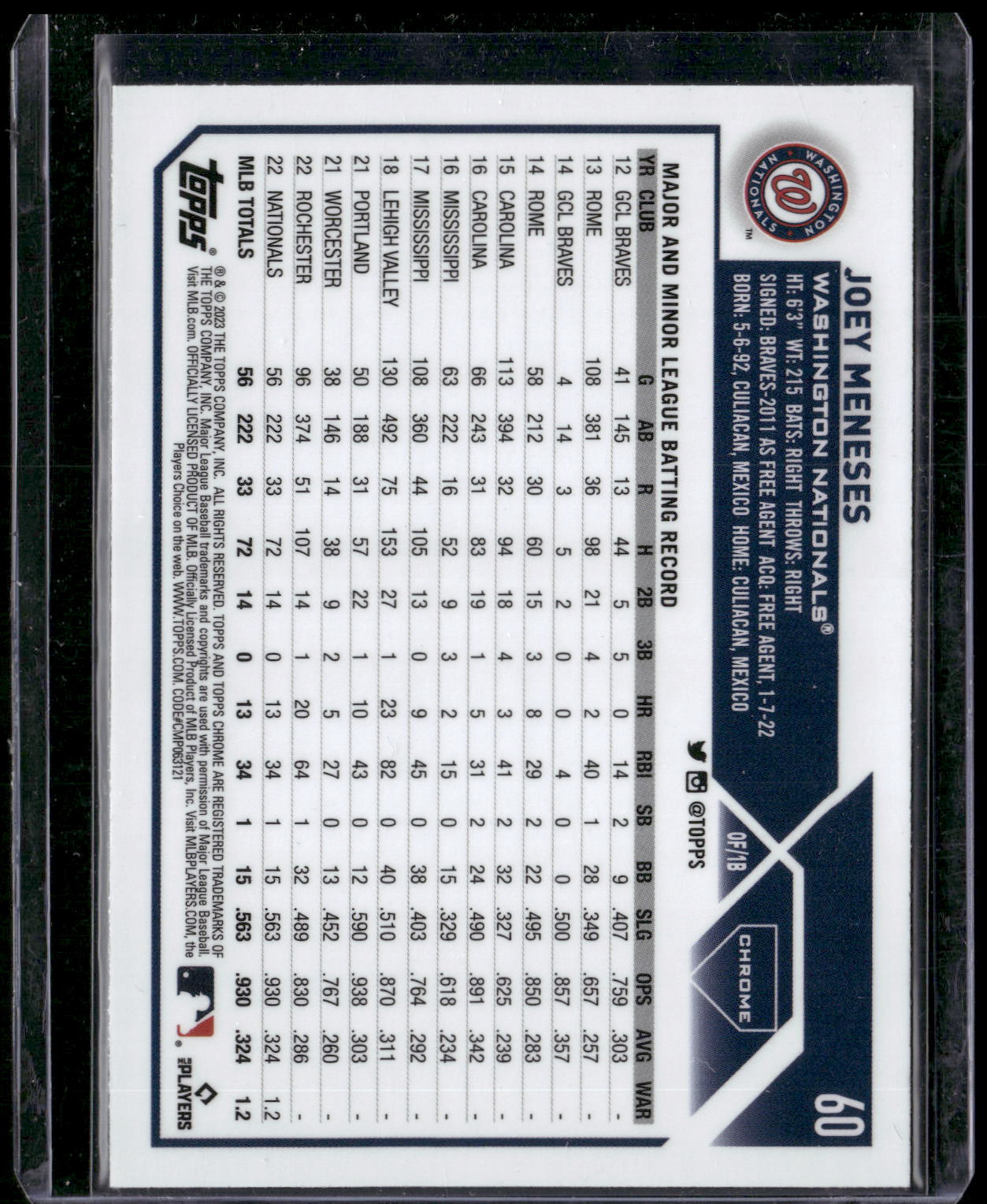 2023 Topps Chrome #60 Joey Meneses X-Fractors