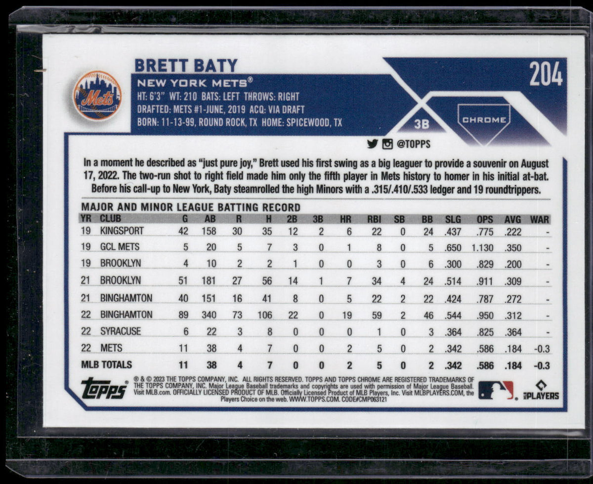 2023 Topps Chrome #204 Brett Baty
