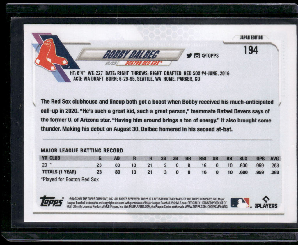 2021 Topps Japan Edition #194 Bobby Dalbec