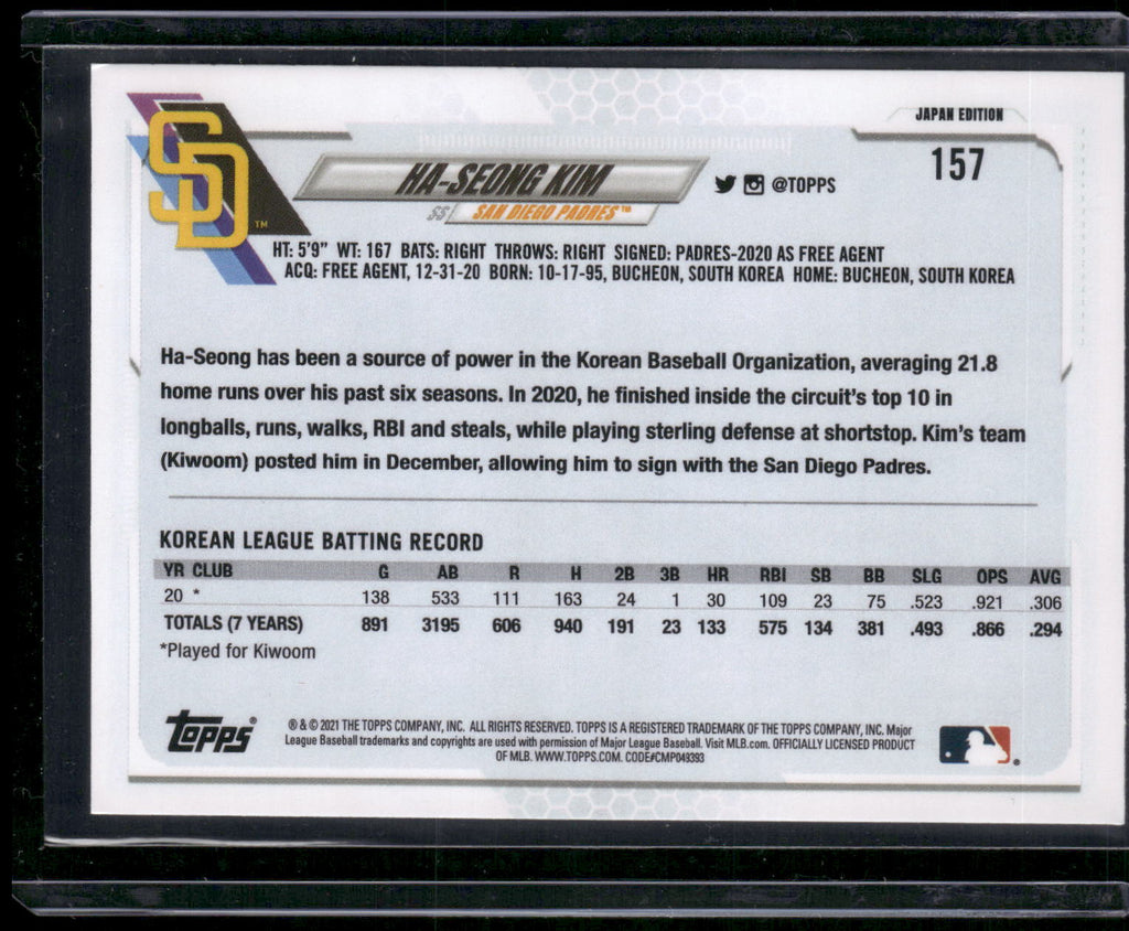 2021 Topps Japan Edition #157 Ha-Seong Kim