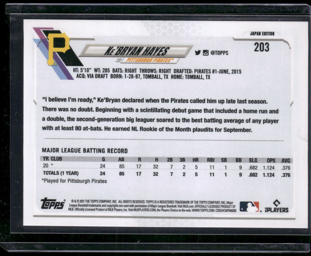 2021 Topps Japan Edition #203 Ke'Bryan Hayes