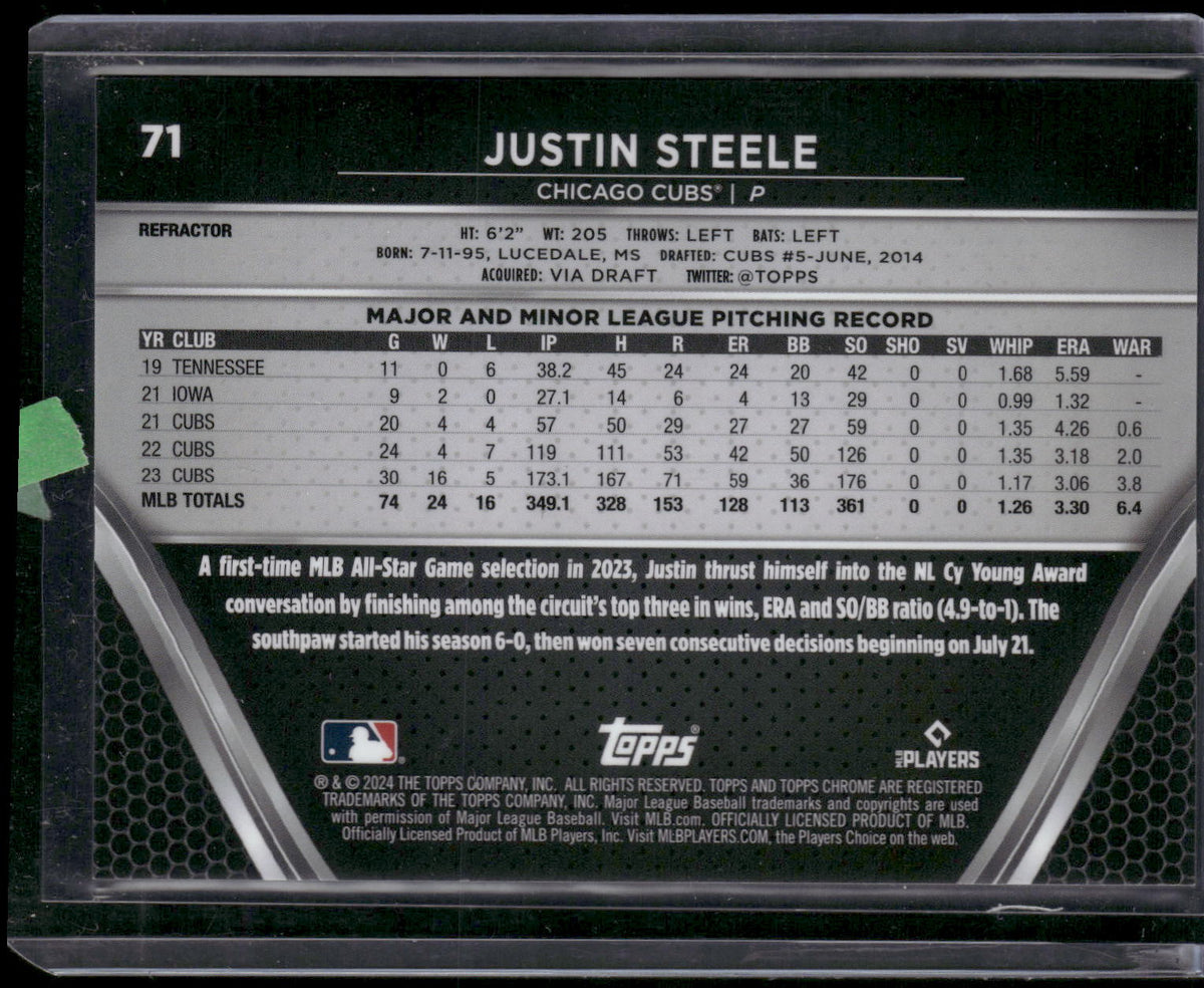 2024 Topps Chrome Black #71 Justin Steele Refractor #/199