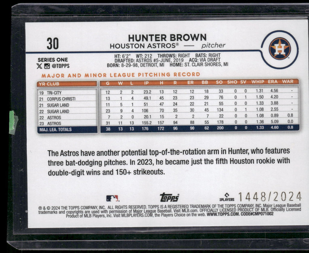 2024 Topps #30 Hunter Brown Gold #/2024
