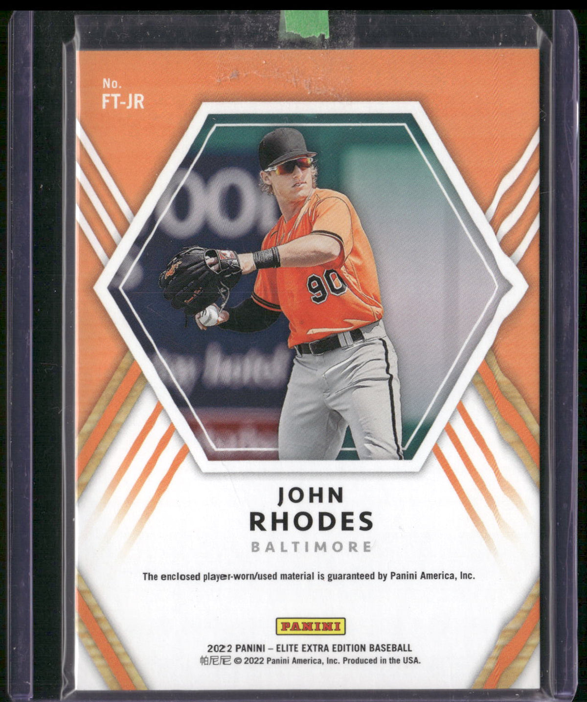 2022 Panini Elite Extra Edition #FT-JR John Rhodes Future Threads Orange #/199