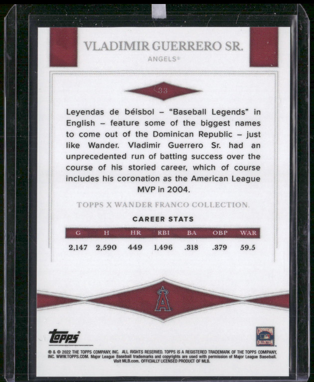 2022 Topps x Wander Franco #33 Vladimir Guerrero Sr.