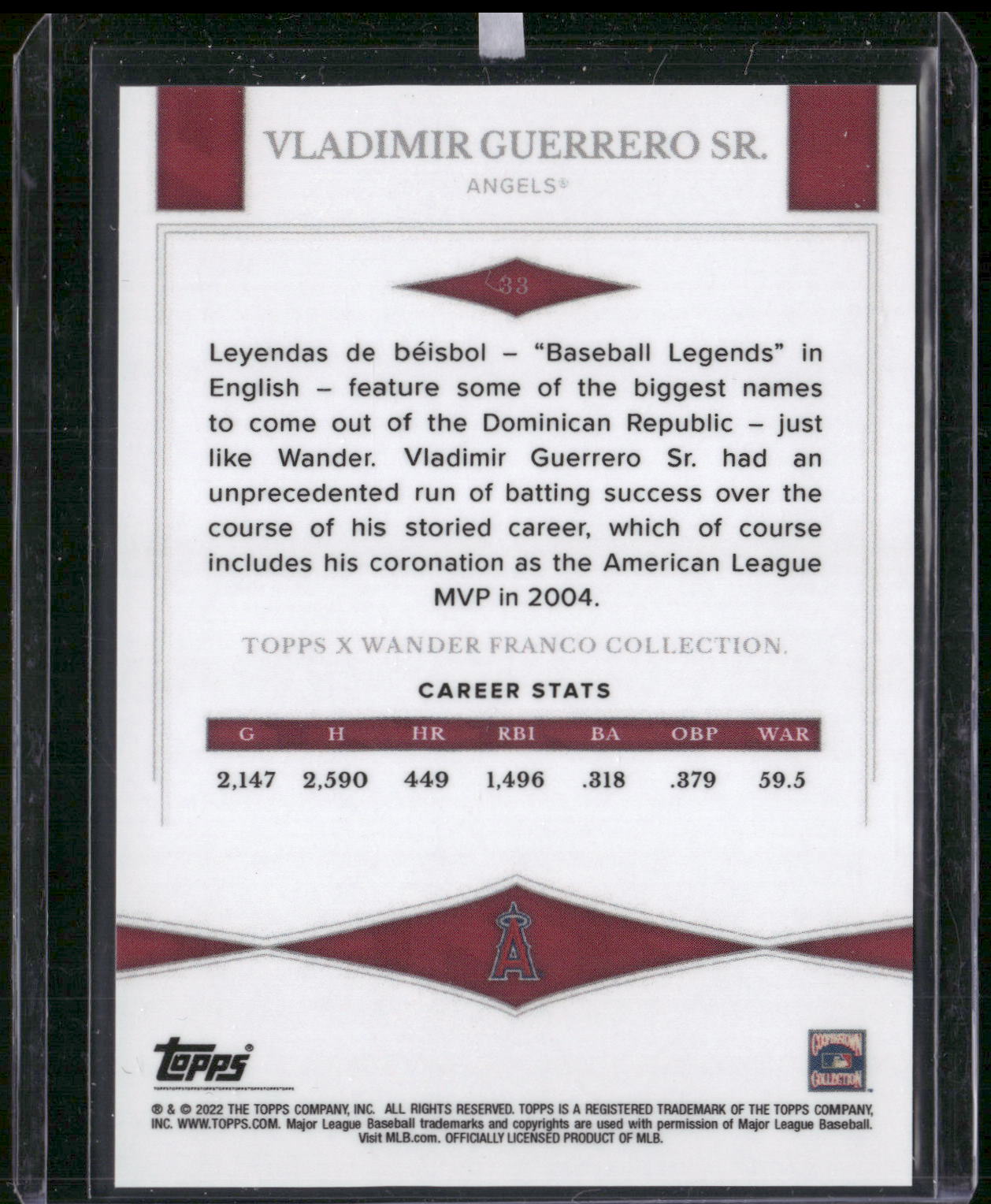 2022 Topps x Wander Franco #33 Vladimir Guerrero Sr.